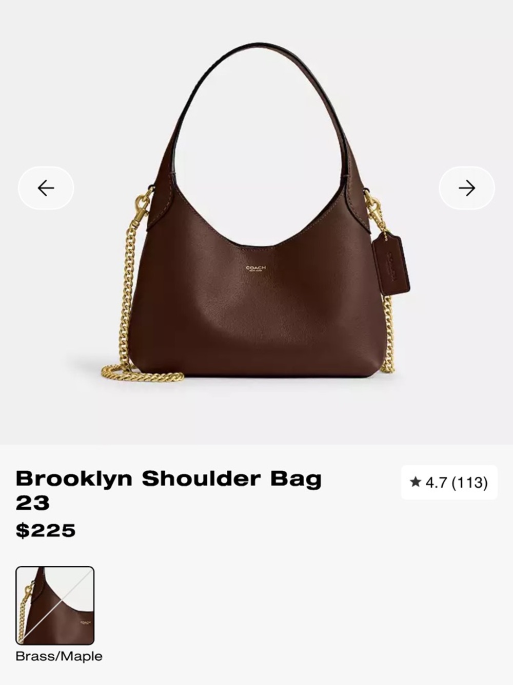 Coach Brooklyn Shoulder Bag 23 Brown Leather - Picture 6 of 6